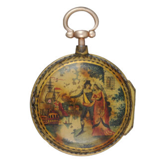 A verge watch in gilt metal pair cases covered in horn Circa 1790