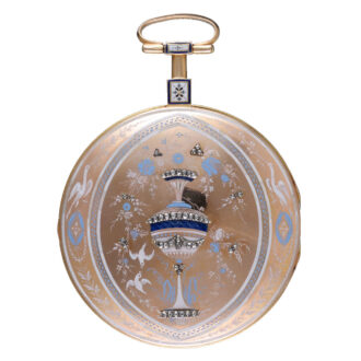 A French verge in a diamond set gold and enamel case Circa 1790