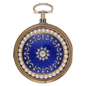 English gold, enamel, diamond and pearl set verge Circa 1790