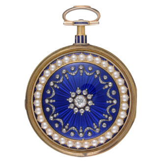 English gold, enamel, diamond and pearl set verge Circa 1790