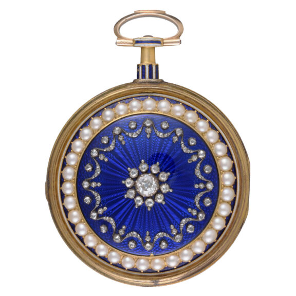 English gold, enamel, diamond and pearl set verge Circa 1790