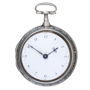 A quarter striking verge clockwatch in silver pair cases Circa 1790