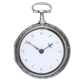 A quarter striking verge clockwatch in silver pair cases Circa 1790