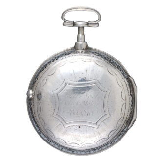 A quarter striking verge clockwatch in silver pair cases Circa 1790