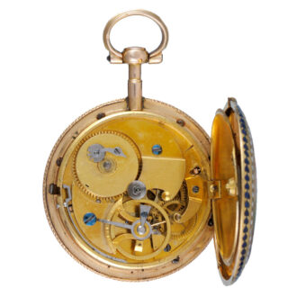 A small Swiss virgule watch in a gold and enamel case circa 1790
