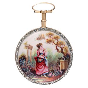 Swiss quarter repeating verge in a gold and enamel case Circa 1790