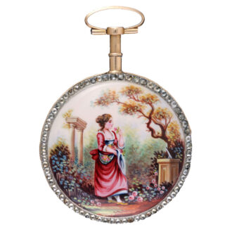 Swiss quarter repeating verge in a gold and enamel case Circa 1790