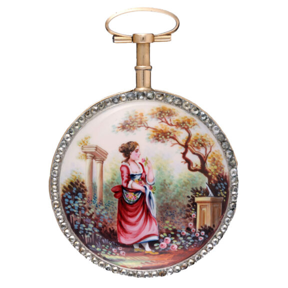 Swiss quarter repeating verge in a gold and enamel case Circa 1790