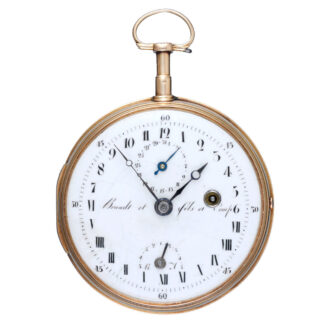 French 18K gold eight day cylinder calendar watch Circa 1790