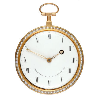 A French pearl set gold and polychrome enamel watch circa 1790