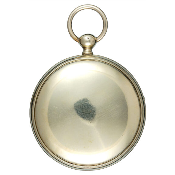 Swiss calendar verge with polychrome dial in nickel case Circa1790 Swiss calendar verge with polychrome dial in nickel case Circa1790