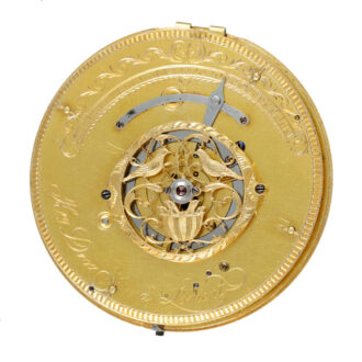 Swiss calendar verge with polychrome dial in nickel case Circa1790 Swiss calendar verge with polychrome dial in nickel case Circa1790