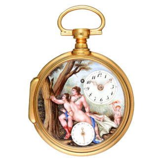 A calendar verge with polychrome enamel painted dial Circa 1790