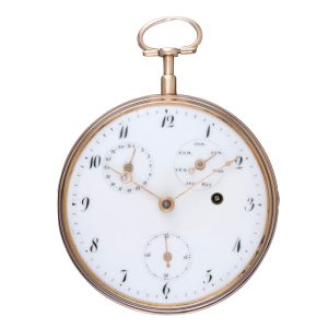 French verge with day and date calendar in a gold case Circa 1795