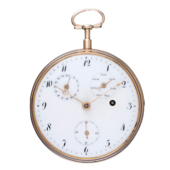 French verge with day and date calendar in a gold case Circa 1795
