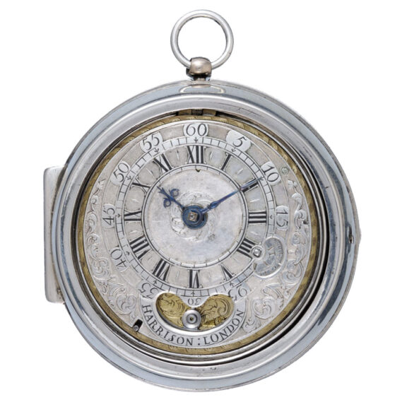Champleve dial with visible mock pendulum verge Circa 1695 Champleve dial with visible mock pendulum verge Circa 1695