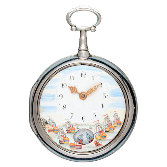 An English verge pocket watch with naval automaton Circa 1800 An English verge pocket watch with naval automaton Circa 1800