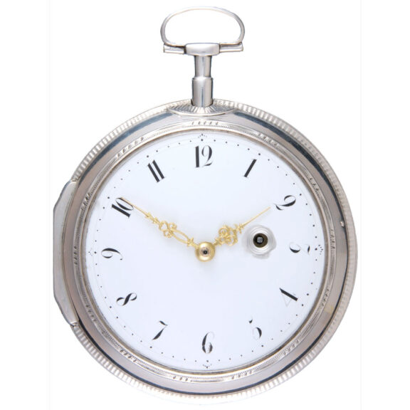 A large verge pocket watch in a silver consular case Circa 1800 A large verge pocket watch in a silver consular case Circa 1800