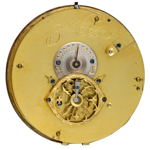 A French centre seconds verge with date in a nickle case Circa 1800 A French centre seconds verge with date in a nickle case Circa 1800