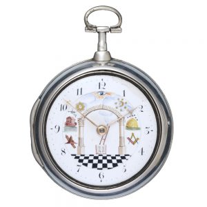 An English verge with Masonic dial in silver pair cases circa 1801