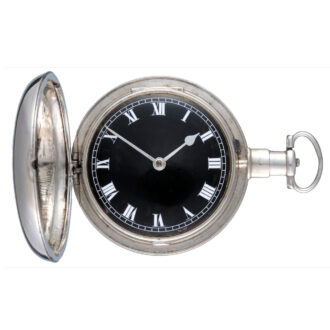 English lever with a black dial in a silver full hunter case Circa 1804