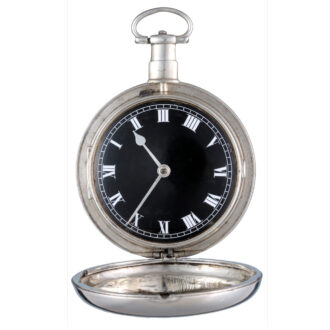 English lever with a black dial in a silver full hunter case Circa 1804