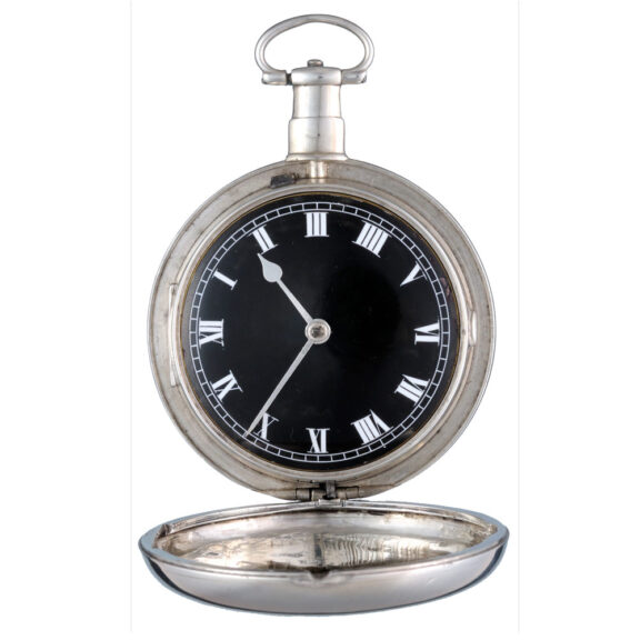 English lever with a black dial in a silver full hunter case Circa 1804 English lever with a black dial in a silver full hunter case Circa 1804