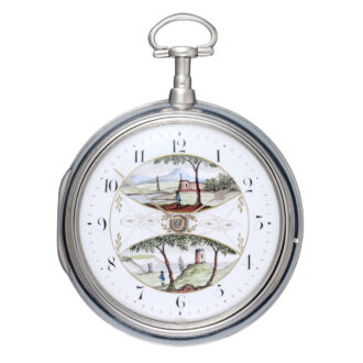 An English verge with polychrome and enamel dial Circa 1807