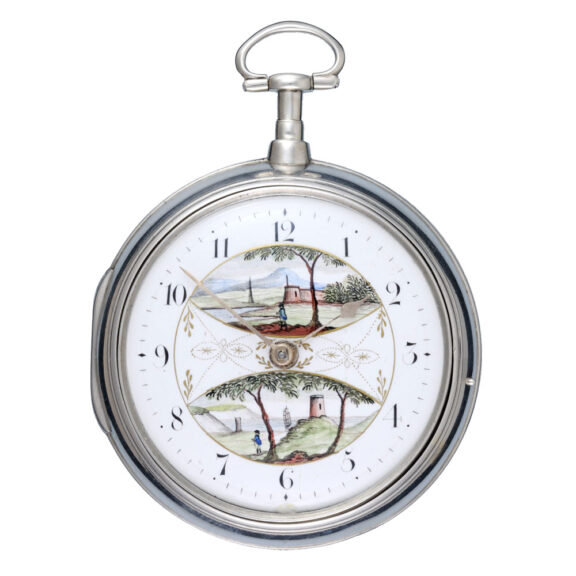 An English verge with polychrome and enamel dial Circa 1807 An English verge with polychrome and enamel dial Circa 1807