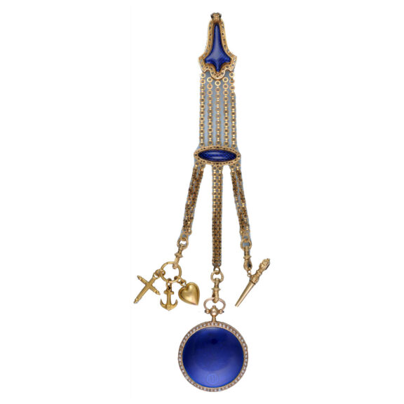 An French verge with pearls and matching chatelaine circa 1810 An French verge with pearls and matching chatelaine circa 1810
