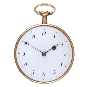 An quarter repeating French verge in a gold case Circa 1810