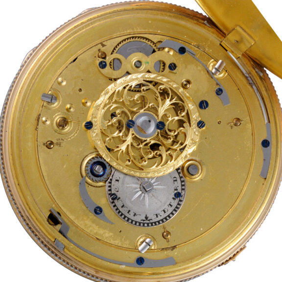 An quarter repeating French verge in a gold case Circa 1810 An quarter repeating French verge in a gold case Circa 1810