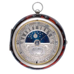 Verge with silver champlevé sun and moon dial Circa 1695