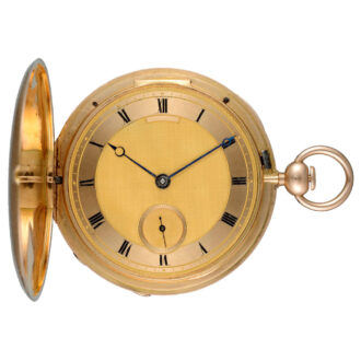 A Swiss quarter repeatinr in a gold full hunter case Circa 1810