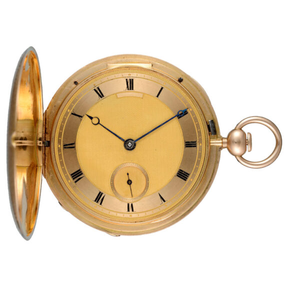 A Swiss quarter repeatinr in a gold full hunter case Circa 1810