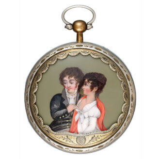 French gilt metal verge with an erotic enamel scene Circa 1810