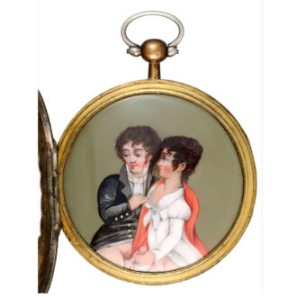 French gilt metal verge with an erotic enamel scene Circa 1810