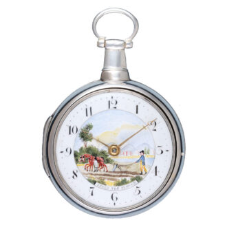An English verge with painted dial in silver pair cases Circa 1812