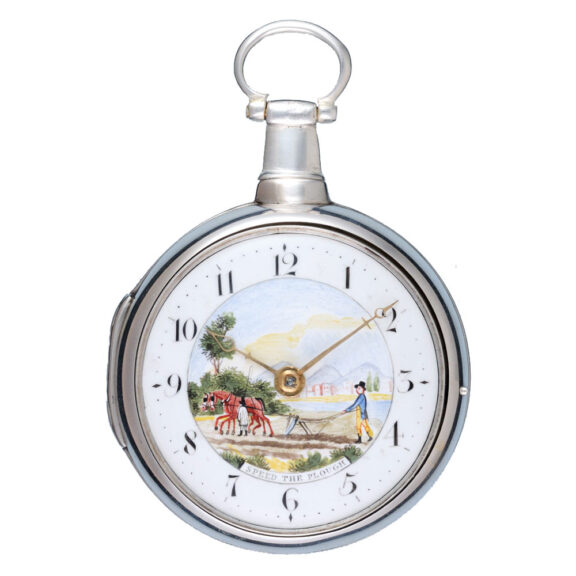 An English verge with painted dial in silver pair cases Circa 1812