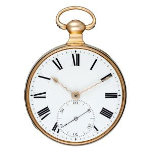 An English duplex pocket watch in a gold case Circa 1814