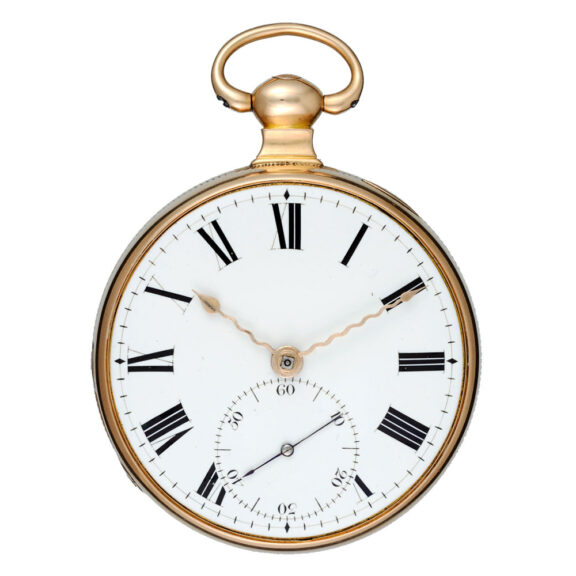 An English duplex pocket watch in a gold case Circa 1814