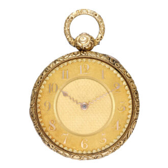 An English cylinder watch in a decorative gold case Circa 1816