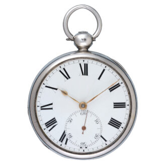 An English cylinder pocket watch in a silver case Circa 1818