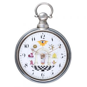 An English verge with Masonic dial in silver pair cases Circa 1818