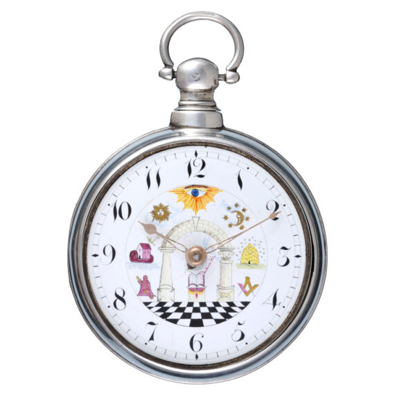 An English verge with Masonic dial in silver pair cases Circa 1818