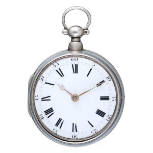 An English verge pocket watch in silver pair cases Circa 1819