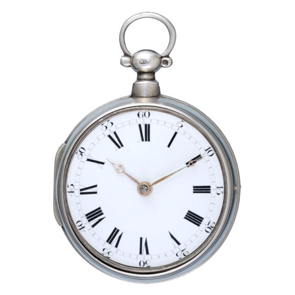 An English verge pocket watch in silver pair cases Circa 1819