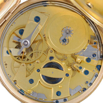 A French cylinder with rare pull repeat in a gold case Circa 1820