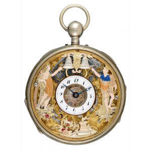 A silver French quarter repeating verge automaton Circa 1820