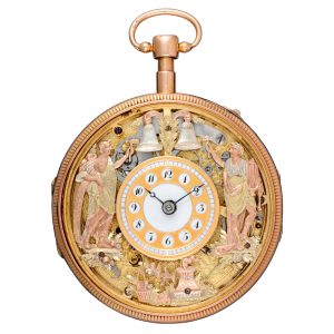 A gold Swiss quarter repeating verge automaton Circa 1820